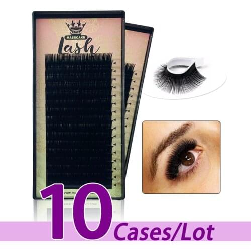 10case/lot MASSCAKU 16rows/case 0.07 0.10 volume lashes extensions private label silk faux mink individual lashes extensions