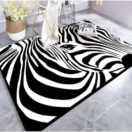 Nordic Rug Living Room 3D Zebra Print Carpet Ultra Soft Flannel Plastic Dot Non-slip Floor Mat Bedroom Area Floor Mat