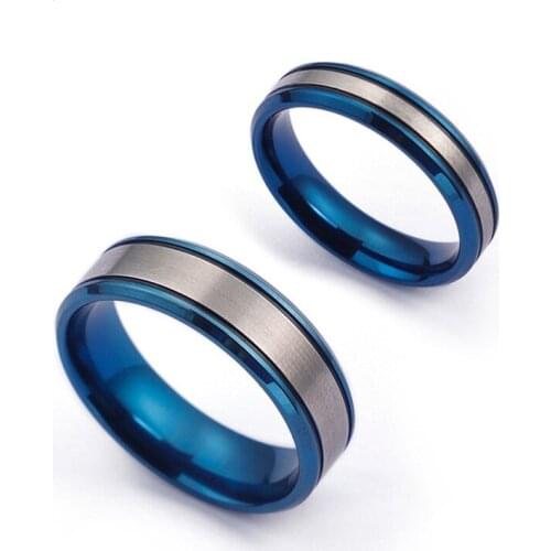 New Classic Blue Couple Ring Wholesale Fashion Hot Sale Titanium Steel Ring