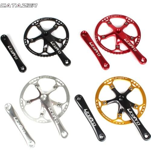 Single Speed Crankset 45T-58T Chainring 170mm Crankarm 130 BCD Crank Set for Road MTB Bicycle Folding Bike Fixed Gear Crankset