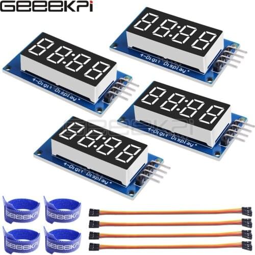 4PCS TM1637 4 Bits Digital LED Display Module For arduino 7 Segment 0.36Inch Clock RED Anode Tube Four Serial Driver Board Pack