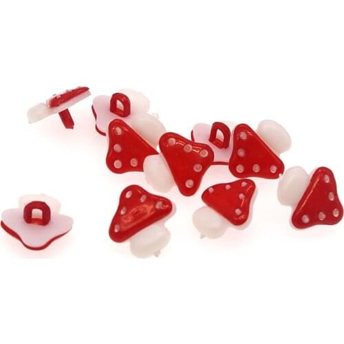 50PCs Plastic Buttons Single hole Mushroom Cartoon Red Button Latest Design Scrapbooking Sewing Accessories Craft JS7013 15mm
