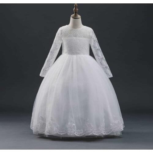 Girls Party Gown 3 4 5 6 7 8 9 10 11 12 Years Old Embroidered Princess Big Bow Long-Dress Birthday Party Wedding Evening Dress