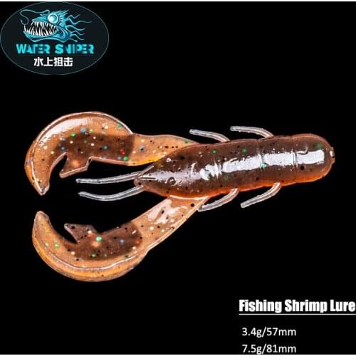 WATER SNIPER 57mm 81mm Fishing Shrimp Lure Strike King Rage Tail Silicone Baits Smell Craws Soft Bass Bait Peche Gear
