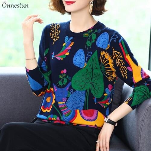 Lovely Print Womens Sweater Autumn Spring Fashion Women Clothing Pullover Pull Femme Long Sleeve Jumper Sweater For Women