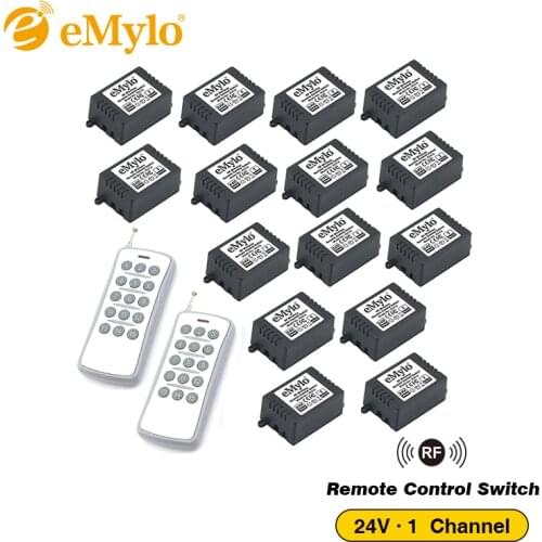 EMylo Universal DC 24V Learning Smart Switch Wireless RF Remote Control Light Switch Transmitter 15X 1 Channel Relays 433Mhz