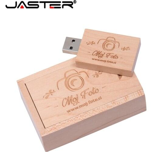 JASTER USB 2.0 Free customized LOGO USB flash drive wooden 128GB 64GB 32GB 16GB 8GB 4GB photography memory stick wedding gift