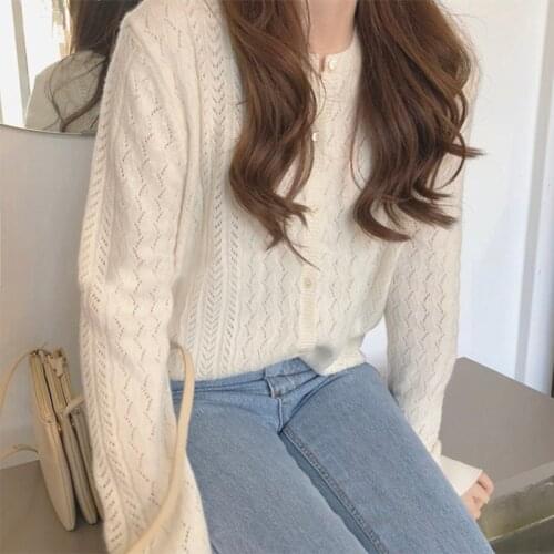 Knitted Solid Women Sweater Cardigan Winter New 2021 O-Neck Long-Sleeved Slim Thicken Warm Female Outwear Coats Tops