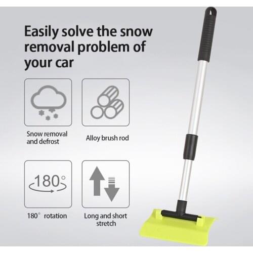 Retractable Winter Car Snow Shovel Snow Cleaning Glass Deicing And Frosting 180 Degree Rotating Aluminum Alloy Shovel