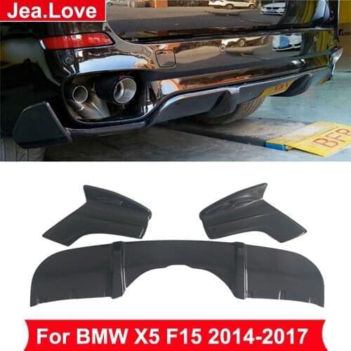MP Style Real Carbon Fiber Rear Diffuser Bumper Lip Car Body Modification Kit Parts For BMW X5 F15 2014-2017 Styling