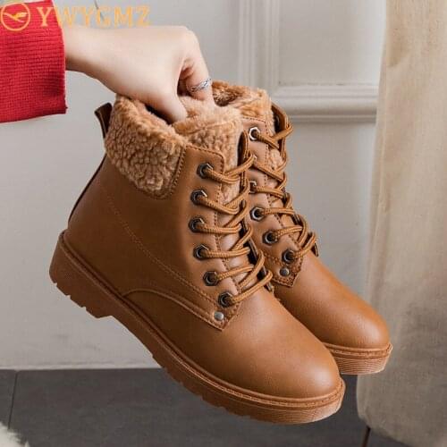 NAUSK 2020 Autumn Winter Shoes Women Plush Snow Boot Heel Fashion Keep Warm Womens Boots Woman Size Ankle Botas Pink