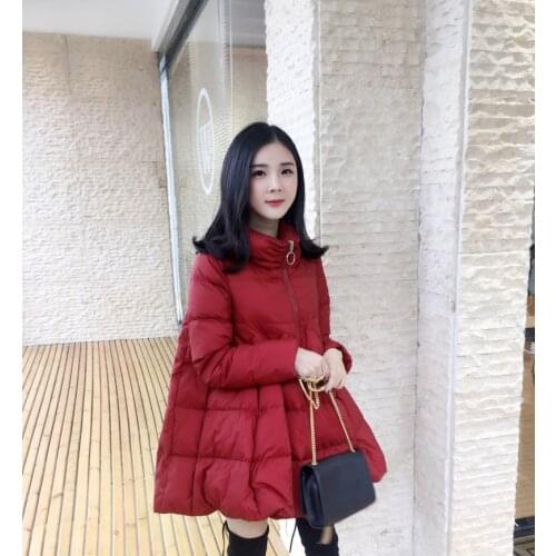 Winter womens Down jacket plus size skirt jacket black red navy blue stand-up collar warm fashion street clothes