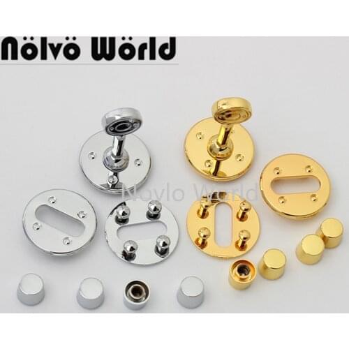 1-5-30sets 2 colors gold and chrome color metal round shape lock with rivets for handbag chain bag hardware replace hardware