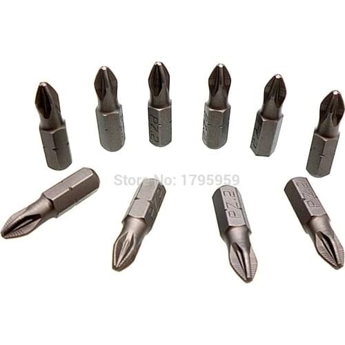 10 Piece PZ2 Screwdriver Bit Impact Driver 1/4" 6.35mm Hex Shank Pozidriv Magnetic Screwdriver Insert Bit Set 25mm Long