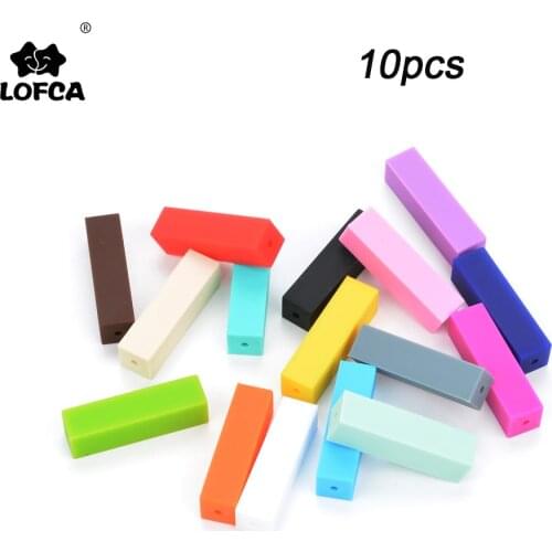 LOFCA 10pcs Cuboid Silicon Beads For Silicone Teething Necklace BPA Free Food Grade Silicone Beads For Baby Toys For Teether