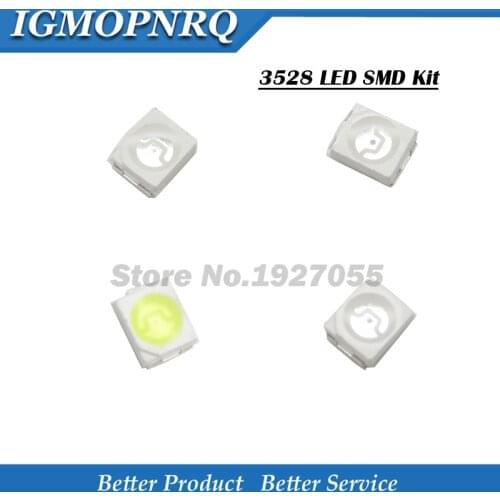 5colors each 20pcs=100PCS 3528 1210 SMD LED Kits Yellow Green blue red White light-emitting diode Luminescent tube