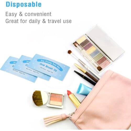 50pcs Teeth Wipes Oral Brush Ups Disposable Deep Cleansing Finger Tooth Wipes Teeth Whitening Strips Oral Care