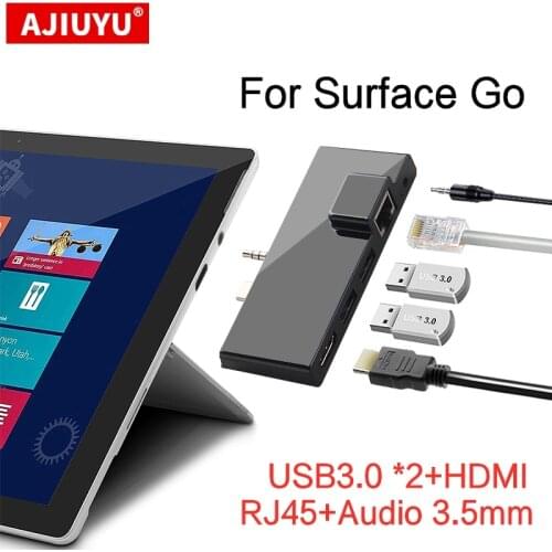 AJIUYU USB C HUB For Microsoft Surface Go USB 3.0 to HDMI RJ45 3.5mm Audio Adapter Dock Multi USB-C Hub Ethernet USB3.0 Splitter