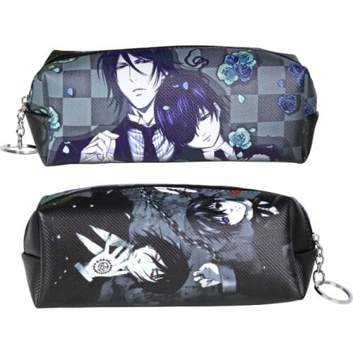 Anime Black Butler Long PU Leather Pencil bag Ciel Phantomhive Cosmetic Bag Sebastian Michaelis Storage bag