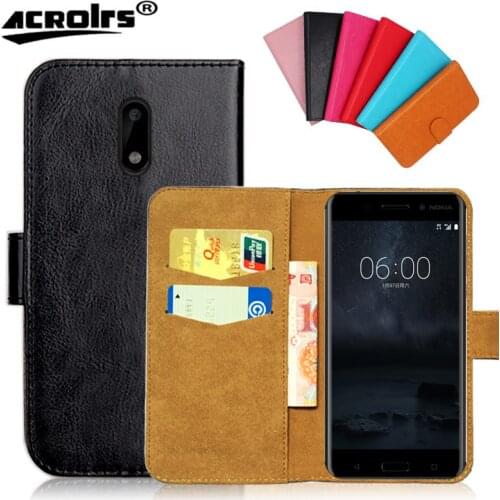 For Nokia 6 2017 Case 5.5" 6 Colors Flip Wallet Cases For Nokia 6 (2017) Soft Exclusive Leather Phone Cover Bag Black