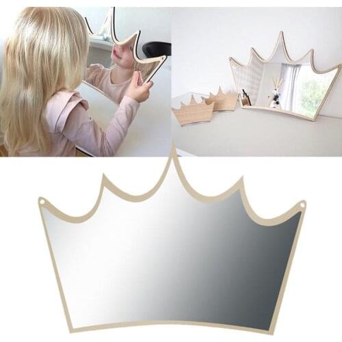 Wooden Mirror Crown Nordic Various Styles Children Safety Mirror Home Decoration Crafts for Baby