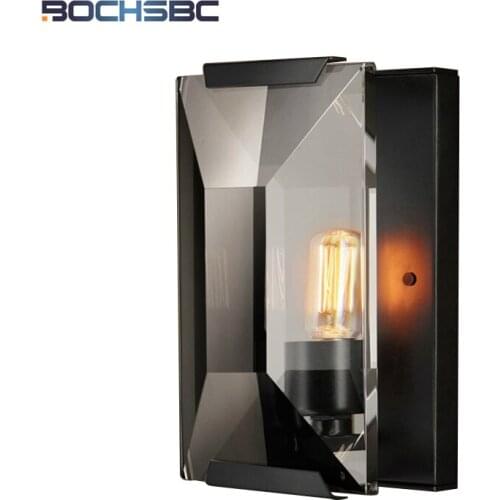 BOCHSBC French Crystal Wall Light Retro Style Wooden Beads Art Lamp Light Apply To Kitchen Dining Room Bed Room Aisle Staircase