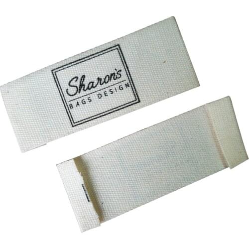 Customized Printed Garment Tags Shoes Natural Cotton Label Custom Mark Center Fold Cotton Ribbon Print Sewing Clothing Labels