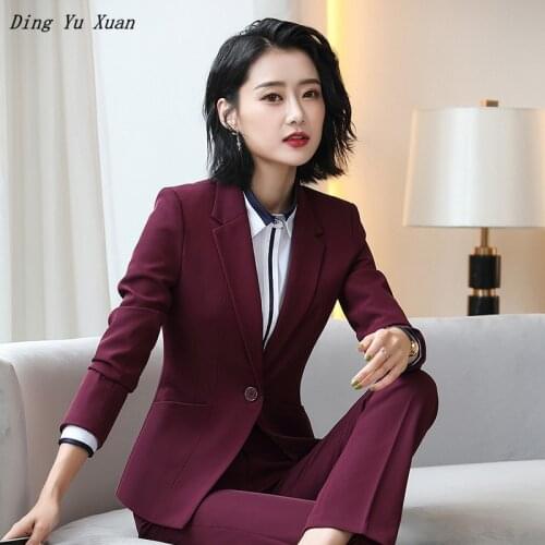 Navy Blue Burgundy Black Gray 3 Piece Professional Suit for Women Slim Fit Blazer Shirt Vest Skirt Dress Pant Business Formal