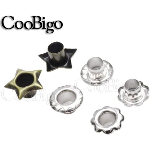 Star Eyelet Metal Floral Eyelets for Scrapbooking Bag Belt Cap Clothes Leathercraft Shoes Tags Sewing DIY Craft Accessory 100pcs