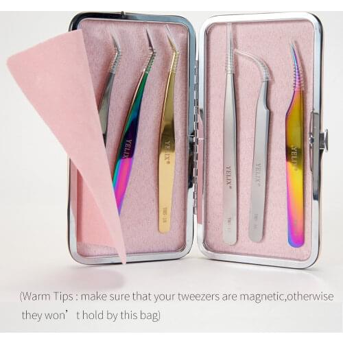 Yelix Magnetic Makeup Eyelashes Tweezer Bag Lash Extension Tweezers Case Cosmetic Tool Storage Box eyelash extension supplies