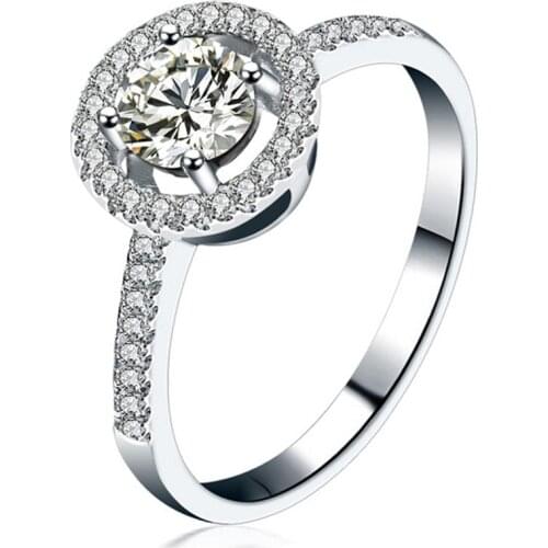 Fashion Jewelry Elegant Round Zircon Japanese And Korean Wedding Ring Womens Romantic Luxury Engagement Ring Free Shipping