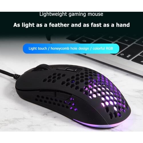 Office Notebook Mice Mouse Pro Gamer USB Wired Mouse Lightweight Honeycomb Hole Backlit Gaming Mice for PC Gamer