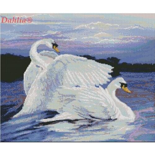 Swan couple Animal Needlework counted Arts Crafts Embroidery for DIY Cross Stitch Kits 14CT Unprinted Home Decor Handmade