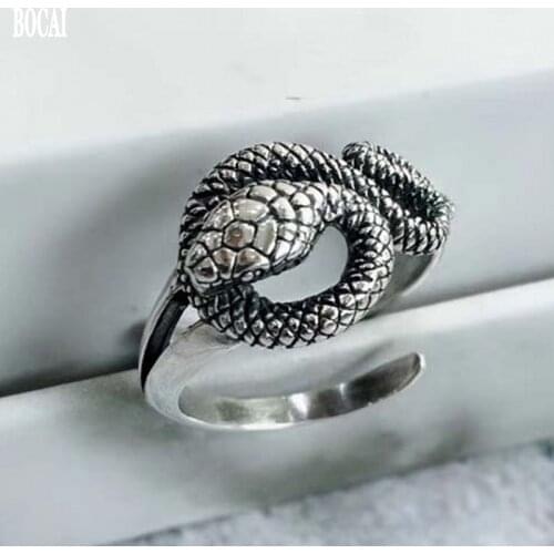 2020 new 100% real solid s925 pure silver fashion new snake ring for woman retro Thai silver woman ring