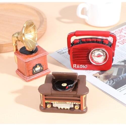 New!Dollhouse Mini Retro Radio Phonograph Resin Simulation Toy Doll House Ornament DIY Crafts Miniatures Figurines Decoration