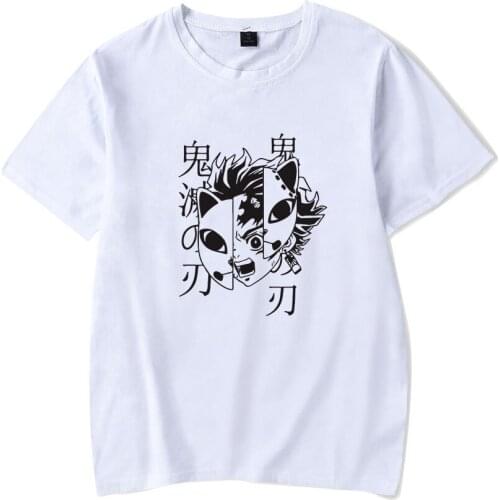 New Quality Anime Demon Slayer Shirts Angry Mask Tanjirou Short Sleeve T Shirt Tops Summer Tees Shirts Dropship Clothing