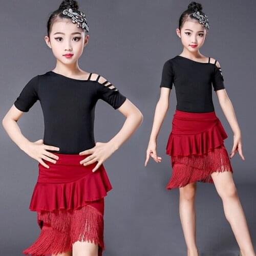 New Fringe Latin Dance Dress For Girls Child Salsa Tango Ballroom Dancing Dress Competition Costume Kids Practice Dance Clothes