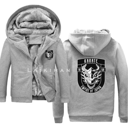 New arrived Japanese Dragon - Karate Gift men winter thick fleece jacket coat sweatshirt cool zipper hoodies casual hoody