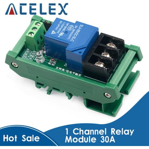 5V 12V 24V One 1 Channel Relay Module 30A with Optocoupler Isolation Supports High/Low Level Trigger with Guide Rail