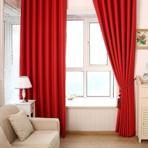 1PC Solid Heavy Thick Panels Foam Blackout Black Red Grommet Window Curtain Scarves