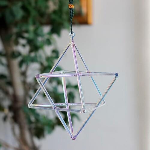 5-10 inch colorful crystal singing double pyramid for healing energy merkaba pyramid