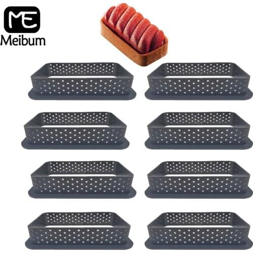 Plastic Perforated Egg Tart Rectangle Shape Cake Ring Set French Dessert Mould Fruit Cookies Pastry Kitchen Baking Molds