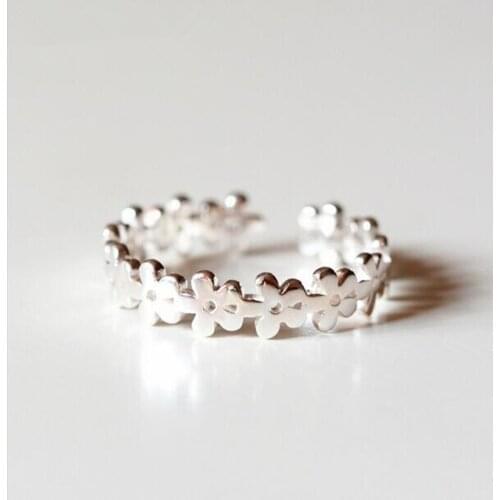 Popular Creative 925 Sterling Silver Jewelry Cute Temperament Flowers Hollowed Fashion Simple Opening Rings SR26