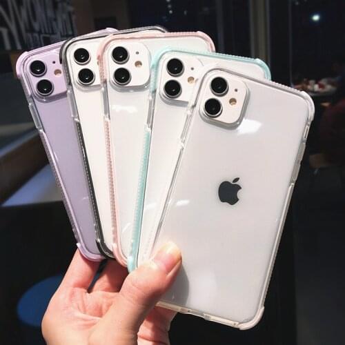 Ottwn Solid Color Transparent Phone Case For iPhone 11 Pro Max X XR XS Max 7 8 SE 2020 Shockproof Soft TPU Silicone Back Cover