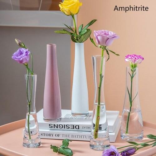 Clear Thin Glass Hydroponic Vase Dried Flowers Small Vase To House Home Wedding Decoration Accessories Modern Table Mini Vase