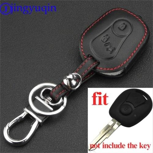 Jingyuqin Remote control car 2 button key leather protection key cover for Ssangyong Aiteng Kyron Rexton key
