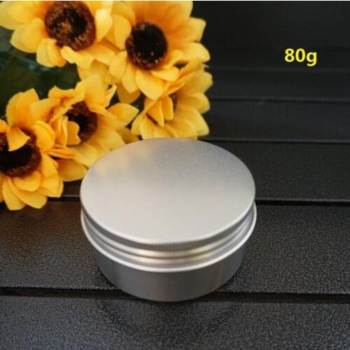 Poetable 68*35mm Silver Empty Round Aluminum Box Metal Tin Cans 80g 80ml Cosmetic Cream Container DIY Refillable Jar Tea Pot