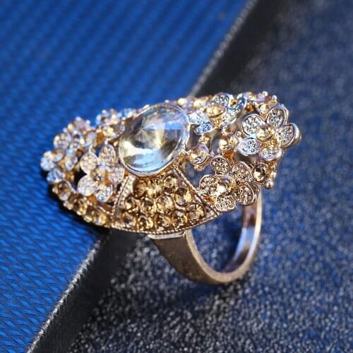 Rose Gold Hollow Flower Ring Ladies Ring Zircon Ring Decoration Mood Jewelry New Simple Jewelry Popular Delicate Girl