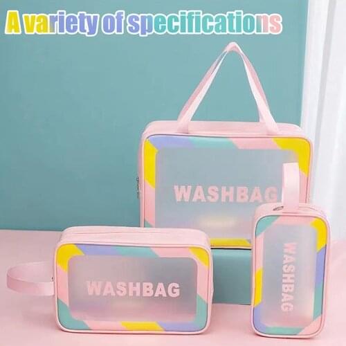 S/M/L/XL 4 Sizes Ladies Large Capacity Pu Frosted Waterproof Cosmetic Bag Convenient Travel Makeup Storage Bag Female Wash Bag