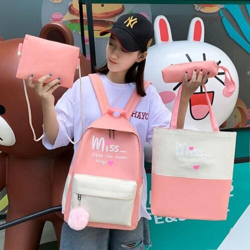 Letter Printing School Backpack Women Backpack Simple Teenager Girl School Bags College Student Schoolbag Canvas Casual Rucksack
